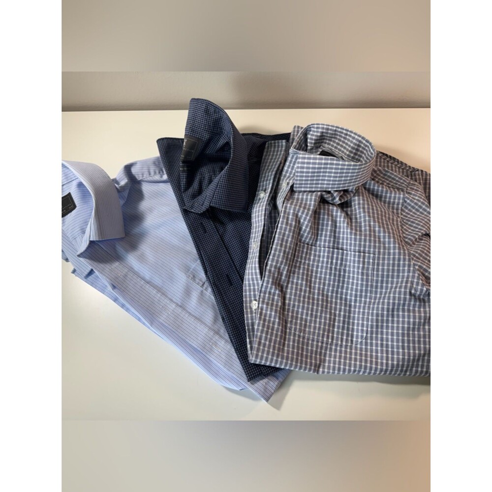 Marks & Spencer Men's Blue & Navy Patterned Dress Shirts button down bundle set